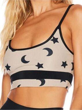 Beach Riot Ribbed Eva Bikini Top - Taupe & Black Moon & Star Celestial - XL BNWT